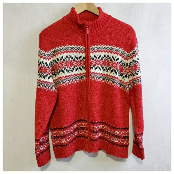Carolyn Taylor Sweaters - Carolyn Taylor red zip up sweater size L